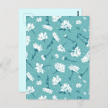 Padrão Floral Elegante - Botânica Branca e Teal