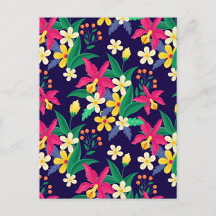 Cartão Postal Padrão Floral Exótico Colorido-23021