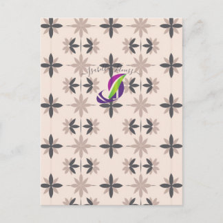 Cartão Postal Padrão Floral Geométrico Moderno de Meados do Sécu