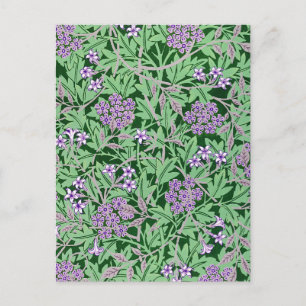 Cartão Postal Padrão floral lilás e verde