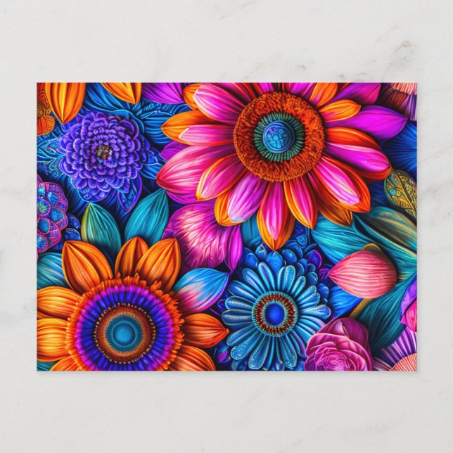 Cartão Postal Padrão floral no estilo boho - qualquer ocasião (Frente)