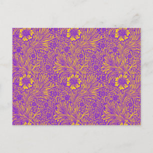 Cartão Postal Padrão floral roxo bonito da vinheta
