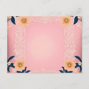 Cartão Postal Padrão Floral Russo no Fundo das Rosas claro