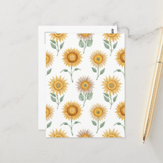 Cartão Postal Padrão Floral Sem Costura De Girassol Estilizado