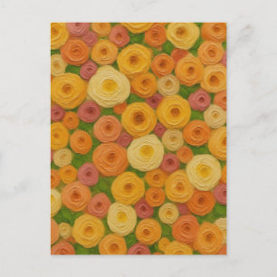 Cartão Postal Padrão Floral Sem Costura de Outono Quente Pintura