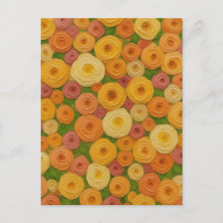 Cartão Postal Padrão Floral Sem Costura de Outono Quente Pintura