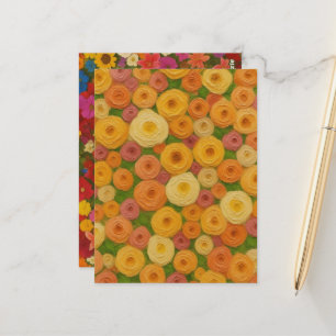 Cartão Postal Padrão Floral Sem Costura de Outono Quente Pintura