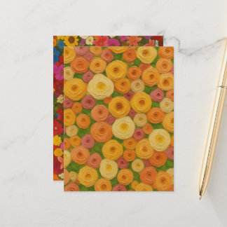 Cartão Postal Padrão Floral Sem Costura de Outono Quente Pintura
