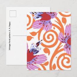 Cartão Postal Padrão floral vintage, E. A. Seguy Art Nouveau