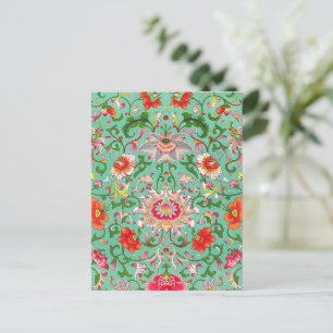 Cartão Postal Padrão Floral Vintage, Estilo William Morris,