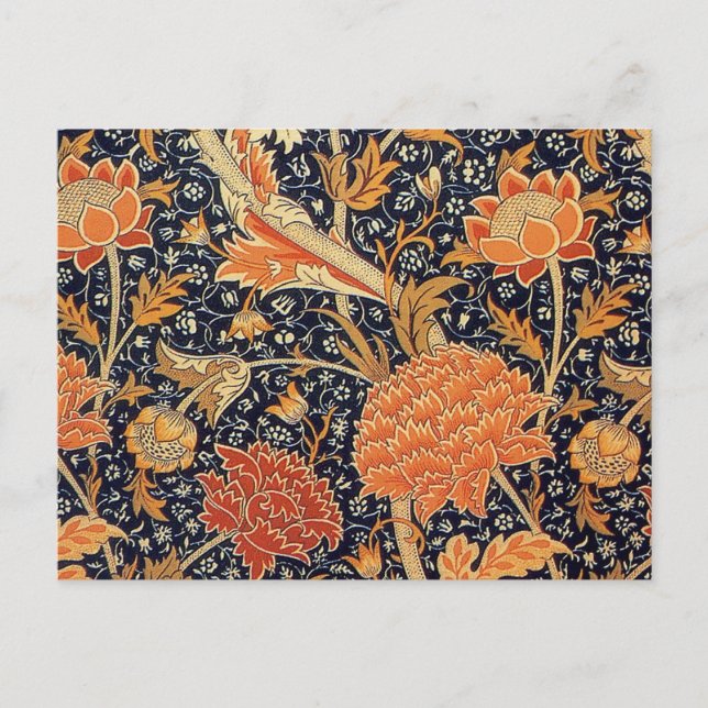 Cartão Postal Padrão Floral Vintage William Morris Cray (Frente)