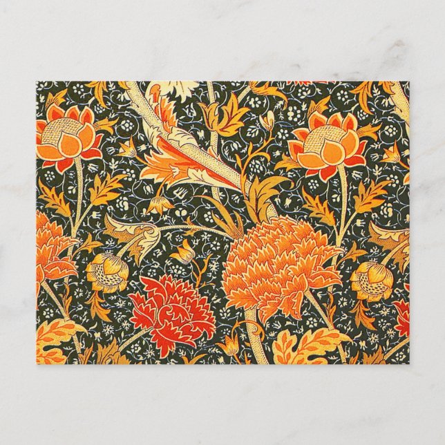 Cartão Postal Padrão Floral Vintage William Morris Cray (Frente)