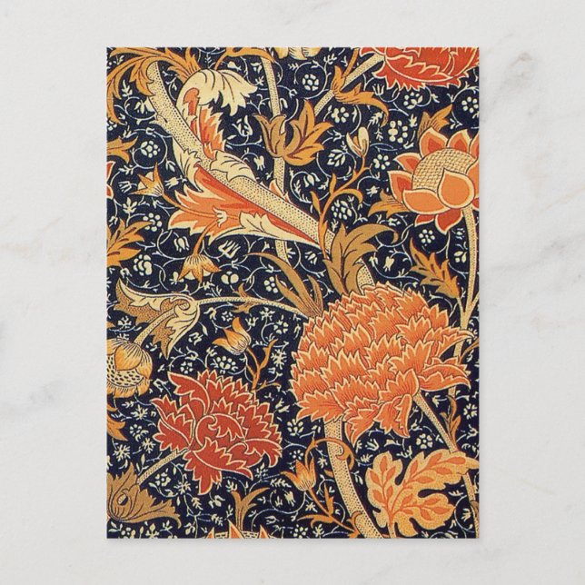 Cartão Postal Padrão Floral Vintage William Morris Cray (Frente)