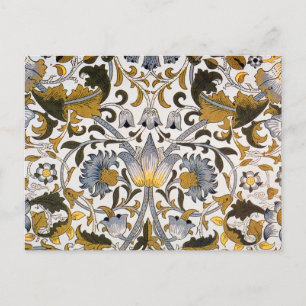 Cartão Postal Padrão Floral William Morris Lodden: Azul Dourado