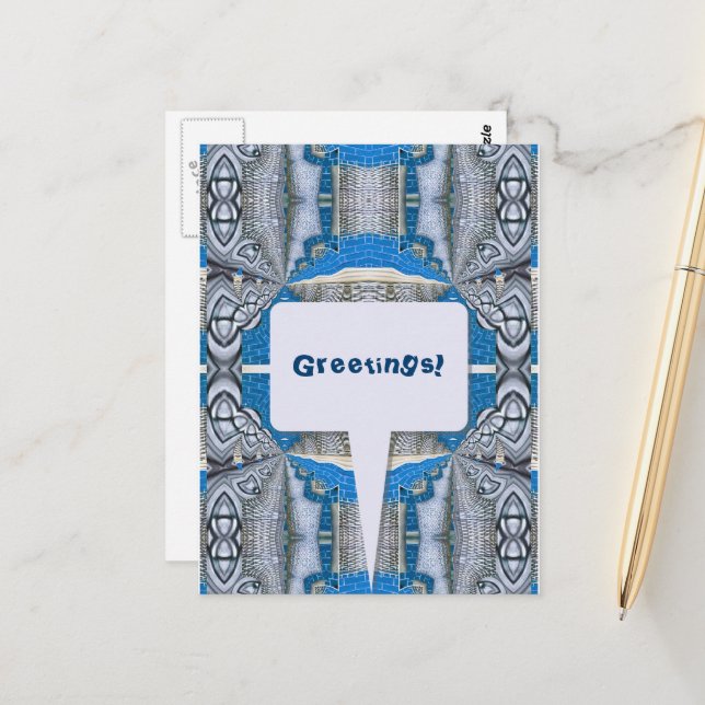 Cartão Postal Padrão Fractal de Diversão Psicodélica & Texto (Frente/Verso In Situ)