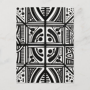 Cartão Postal Padrão Geométrico Abstrato Preto Branco