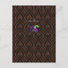 Cartão Postal Padrão Geométrico Art Déco Marrom Dourado Elegante