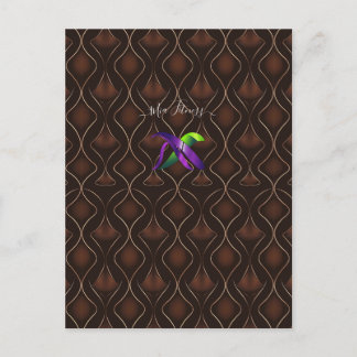 Cartão Postal Padrão Geométrico Art Déco Marrom Dourado Elegante