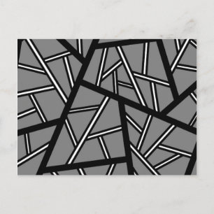 Cartão Postal Padrão geométrico de abstrato - cinza e branco.