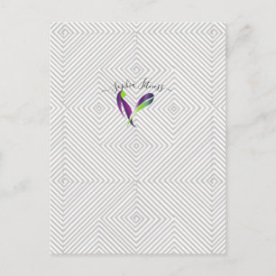Cartão Postal Padrão Geométrico Diamante Branco Cinza Moderno Pe