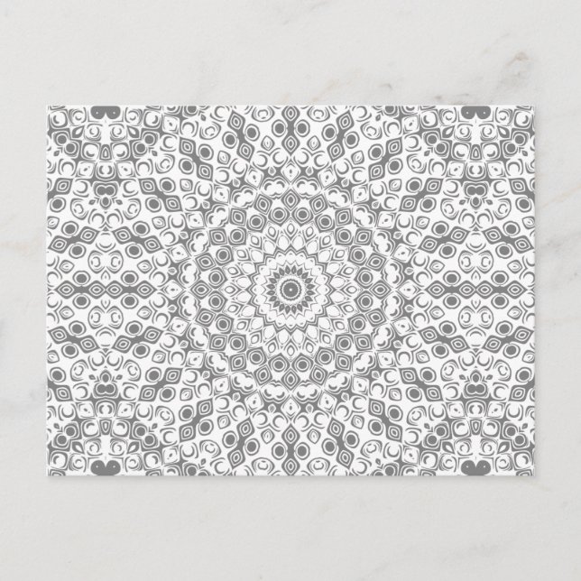 Cartão Postal Padrão Geométrico Mandala Cinza (Frente)