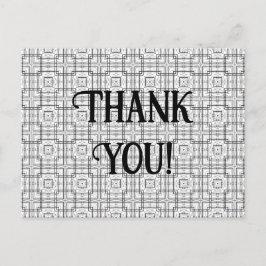 Cartão Postal Padrão Geométrico Preto e Branco - Obrigado