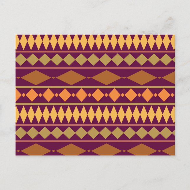 Cartão Postal Padrão Geométrico Tribal Magenta Rust (Frente)