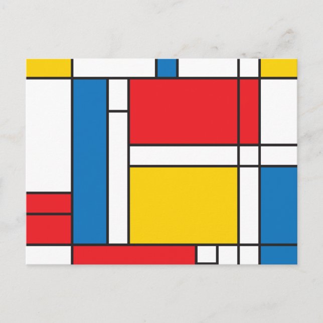 Cartão Postal Padrão Gráfico Inspirado Moderno Mondrian (Frente)