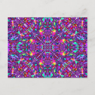 Cartão Postal Padrão Hippie de Mandala Roxo