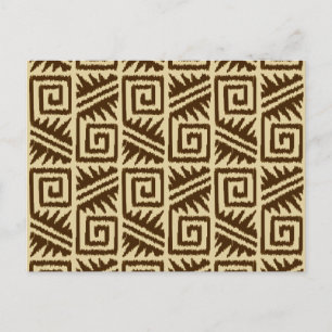 Cartão Postal Padrão Ikat Aztec - Castanho escuro e Tom
