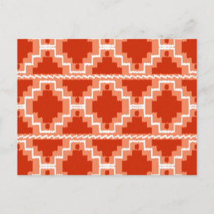 Cartão Postal Padrão Ikat Aztec - Rusta, Laranja e branco