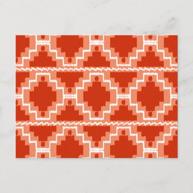 Cartão Postal Padrão Ikat Aztec - Rusta, Laranja e branco (Frente)
