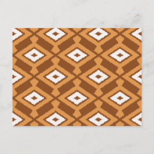 Cartão Postal Padrão Ikat - Castanho, ferrugem e creme