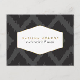 Cartão Postal Padrão Ikat no Cartão-postal do Designer de Cinzas
