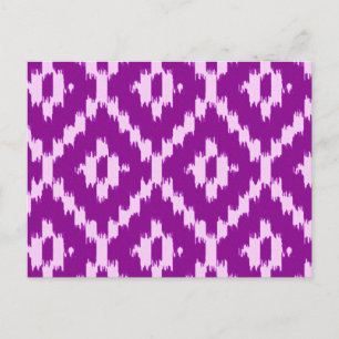 Cartão Postal Padrão Ikat - Púrpura e orquídea de Ametist