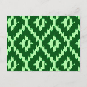 Cartão Postal Padrão Ikat - Verde-pinho e verde-pálido