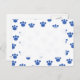 Cartão Postal Padrão Impresso Da Pata Animal. Azul e Branco. (Frente/Verso)
