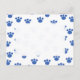 Cartão Postal Padrão Impresso Da Pata Animal. Azul e Branco. (Frente)