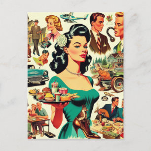 Cartão Postal Padrão Invisível da Vintage dos anos 50