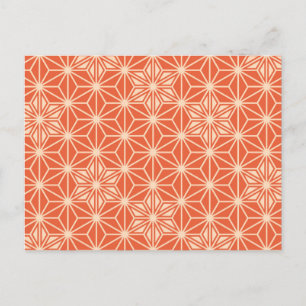 Cartão Postal Padrão japonês Asanoha - laranja coral