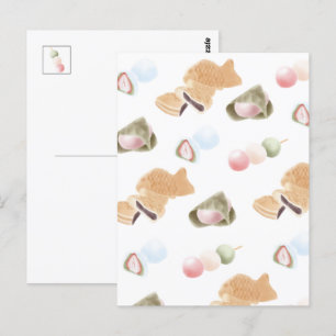 Cartão Postal Padrão Japonês Wagashi