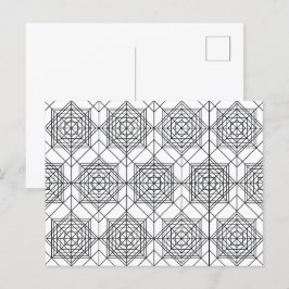 Cartão Postal Padrão linear de Abstrato branco e preto da vinhet