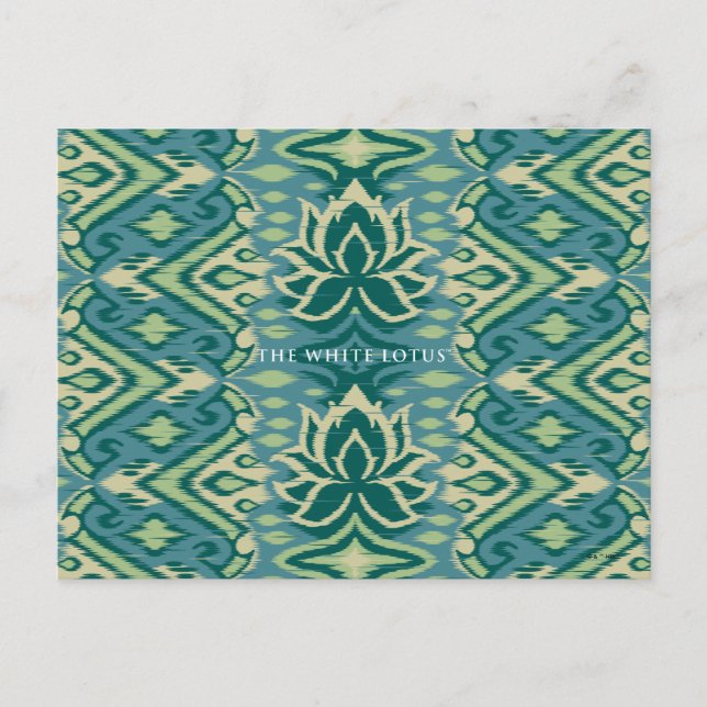 Cartão Postal Padrão Lotus Ikat - O Lótus Branco (Frente)