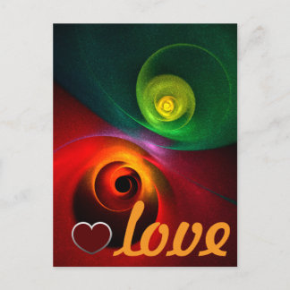 Cartão Postal Padrão Moderno de Abstrato de Arte Yin Yang Verde