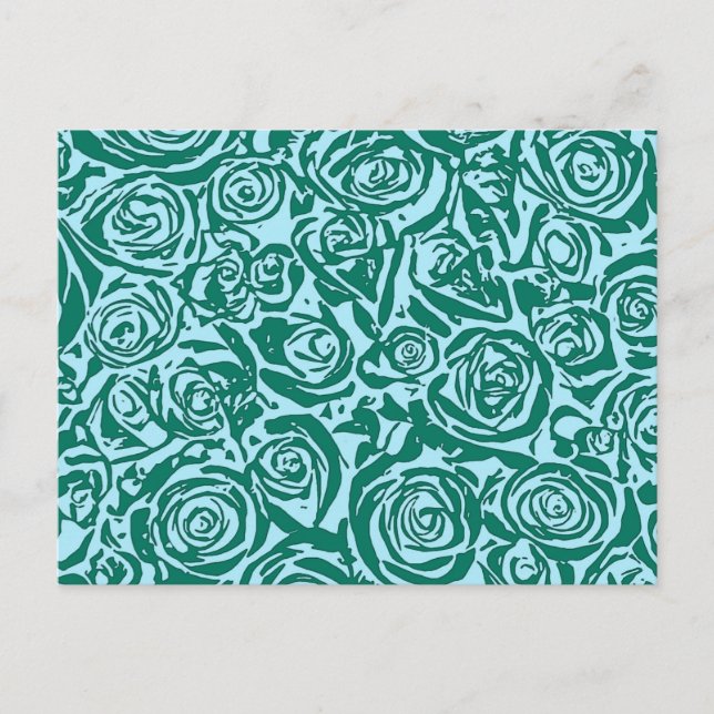 Cartão Postal Padrão moderno de Rosa de Abstrato, Teal e Aqua (Frente)