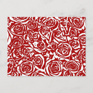 Cartão Postal Padrão moderno de Rosa de Abstrato, vermelho escur