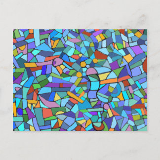 Cartão Postal Padrão Mosaico Turquesa Abstrato