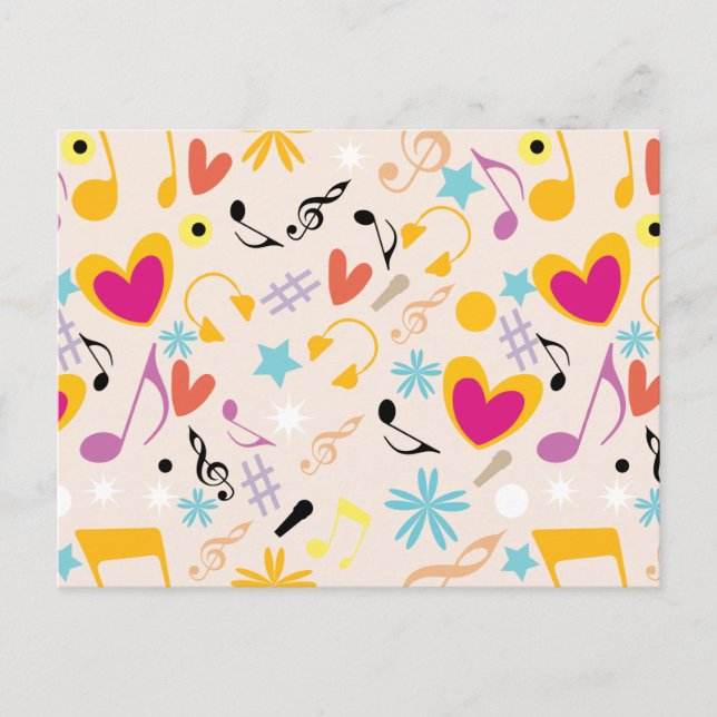 Cartão Postal Padrão Musical em Abstrato (Frente)