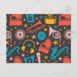 Cartão Postal Padrão Musical - Instrumentos