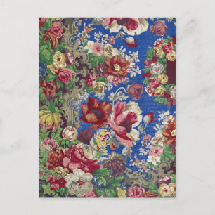 Cartão Postal Padrão Ornamental Rosa Vitoriana Azul Real